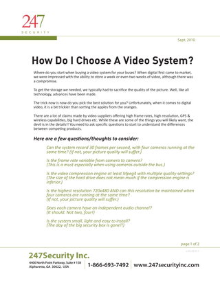 How Do I Choose a Video System?
