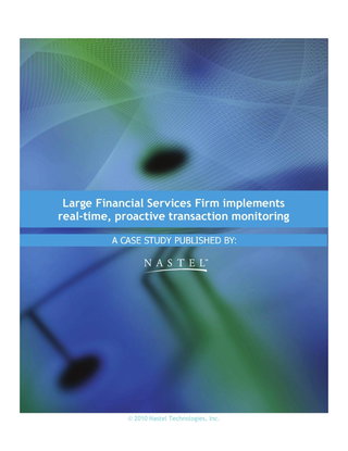 Case Study Large Financial Services Firm using Nastel AutoPilot