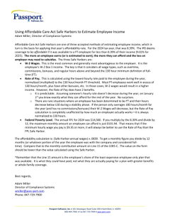 Using Affordable Care Act Safe Harbors to Estimate Employee Income