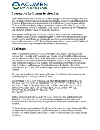 Navigating the Unique Complexities of Home Health Care: Cooperative for Human Services, Inc.