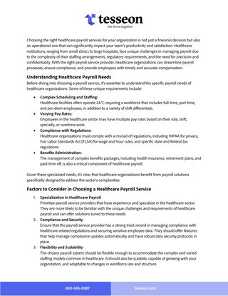 Choosing the right Healthcare payroll services