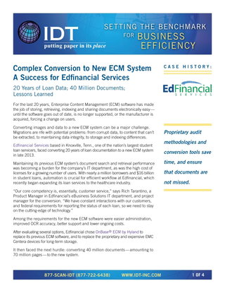 Complex Conversion to New ECM System A Success for Edfinancial Services
