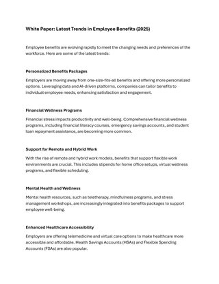 Latest Trends in Employee Benefits 2025