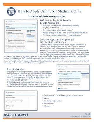How to Apply Online for Medicare Only: SSA Publication 05-10531 | Step-by-step instructions on using the online Medicare-only benefit application, complete with screenshots.