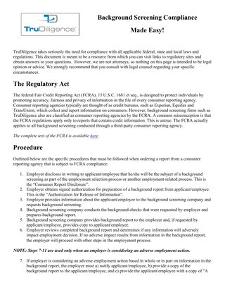 Background Screening Compliance Made Easy!