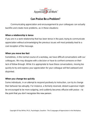 Can Praise Be a Problem?