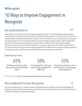 Improving engagement in an employee recognition program
