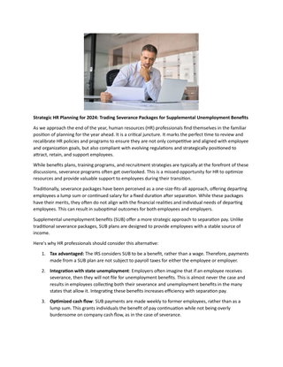 Strategic HR Planning for 2024: Trading Severance Packages for Supplemental Unemployment Benefits