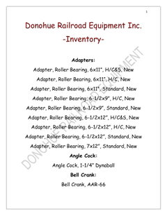 Donohue Railroad Equipment Inc. -Inventory-