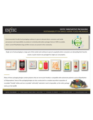 Entec Innovative Packaging – Sustainability in Single Serve Food Packages
