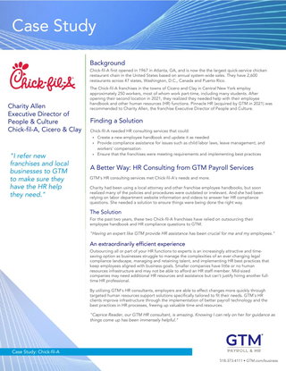 Chick-fil-A Case Study: How GTM's HR Services Measure Up