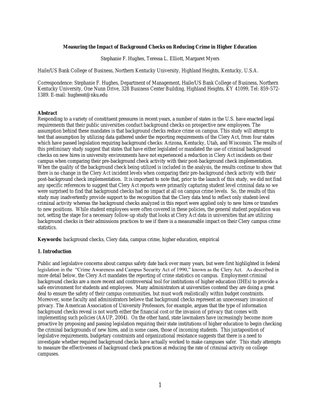 Measuring the Impact of Background Checks on Reducing Crime in Higher Education