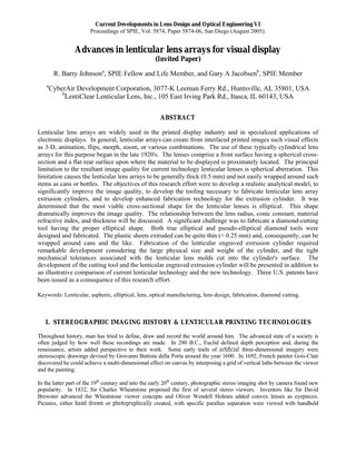 Advances in Lenticular Lens Arrays for Visual Display & Cylinder Engraving Techniques