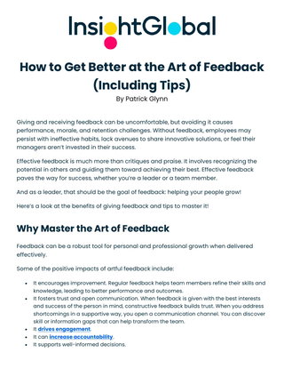 How to Get Better at the Art of Feedback (Including Tips)