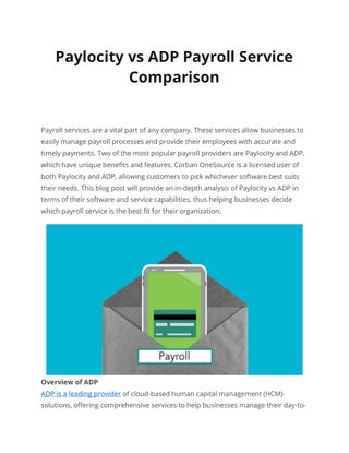 Paylocity vs ADP Payroll Service  Comparison