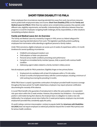 Short-Term Disability VS FMLA