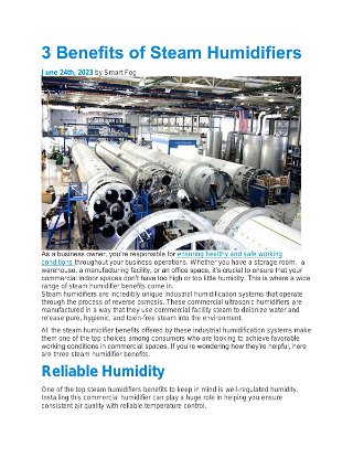 3 Benefits of Steam Humidifiers