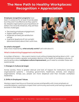 The New Path to Healthy Workplaces: Recognition + Appreciation