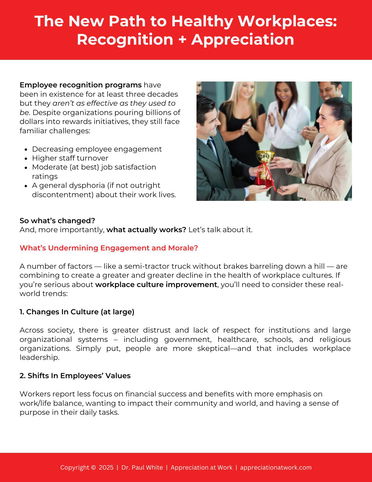 The New Path to Healthy Workplaces: Recognition + Appreciation