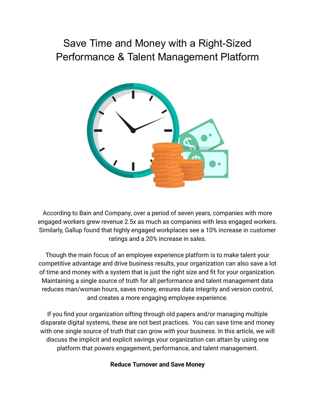Save Time and Money with a Right-Sized Performance & Talent Management Platform