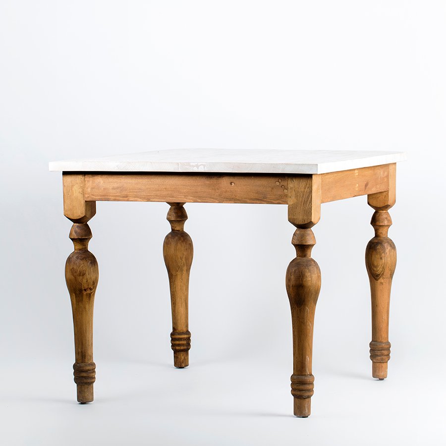 Washed White Tabletop Baluster Table