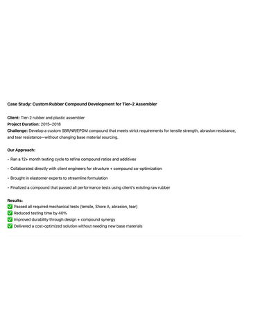Custom Compound Development for Tier-2 Assembler