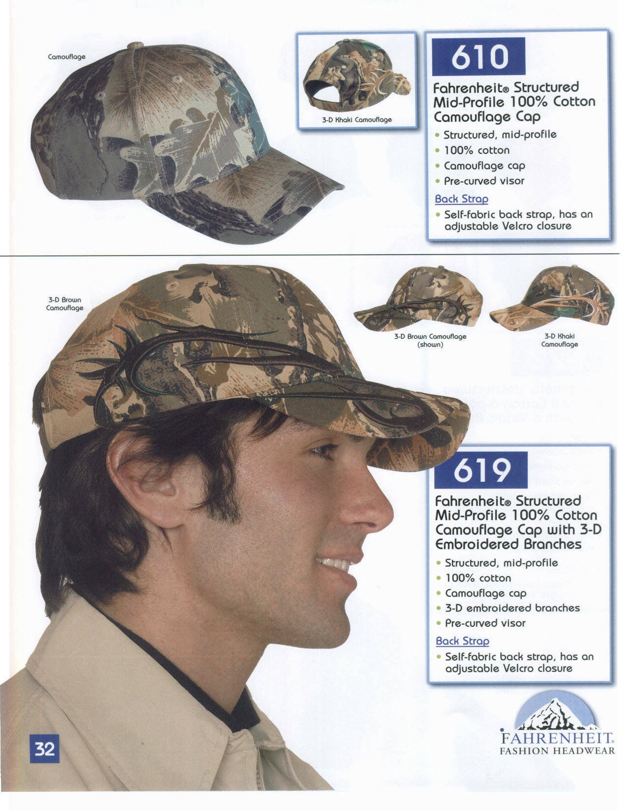 Structured Mid Profile Camouflage Cap with 3-D Embroidered Branches