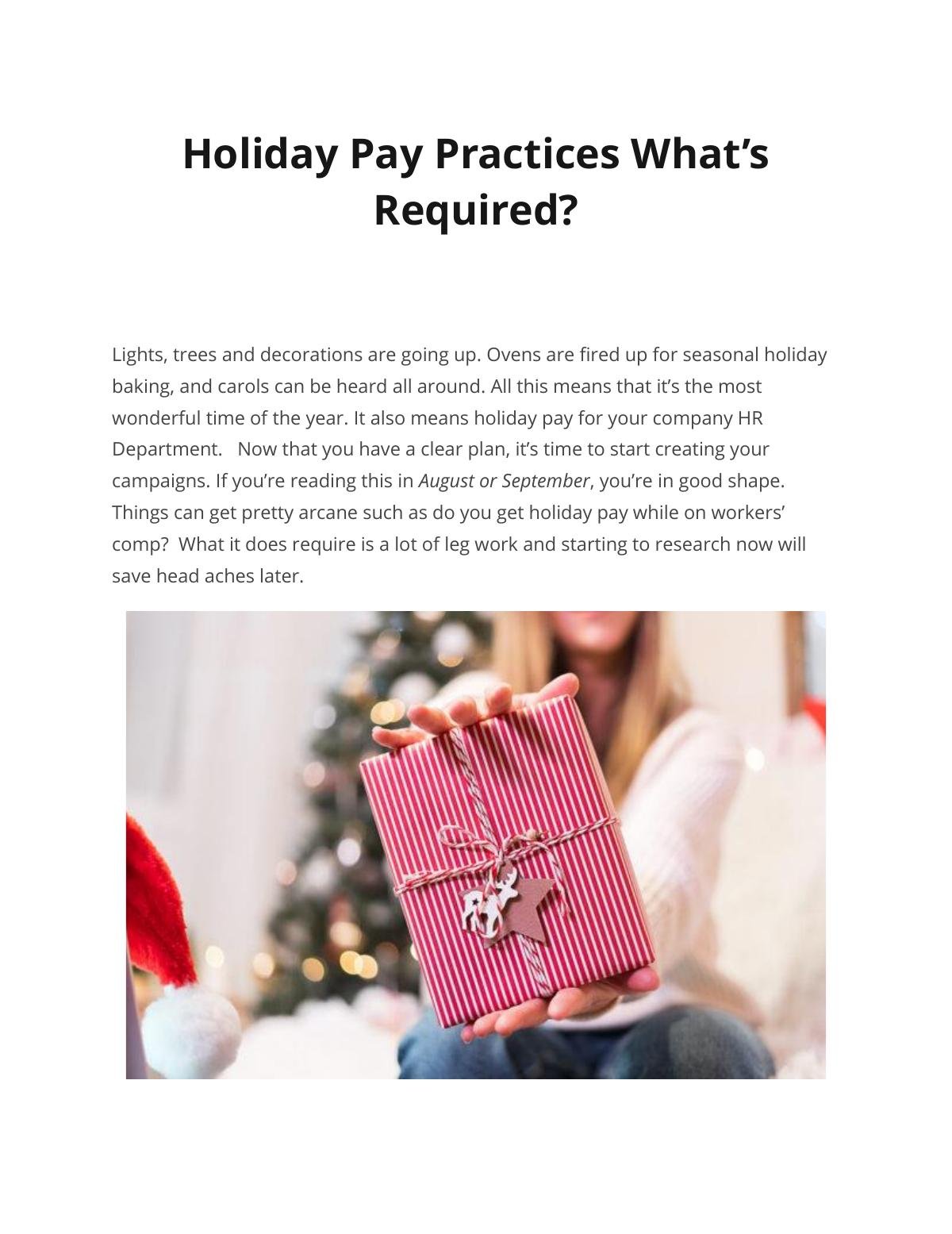 Holiday Pay Practices What’s  Required?