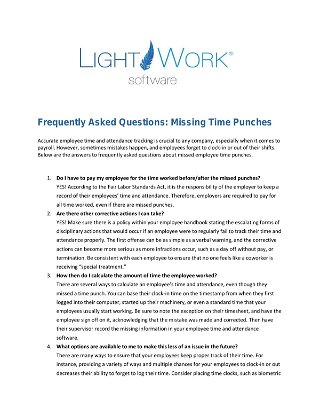 Frequently Asked Questions: Missing Time Punches