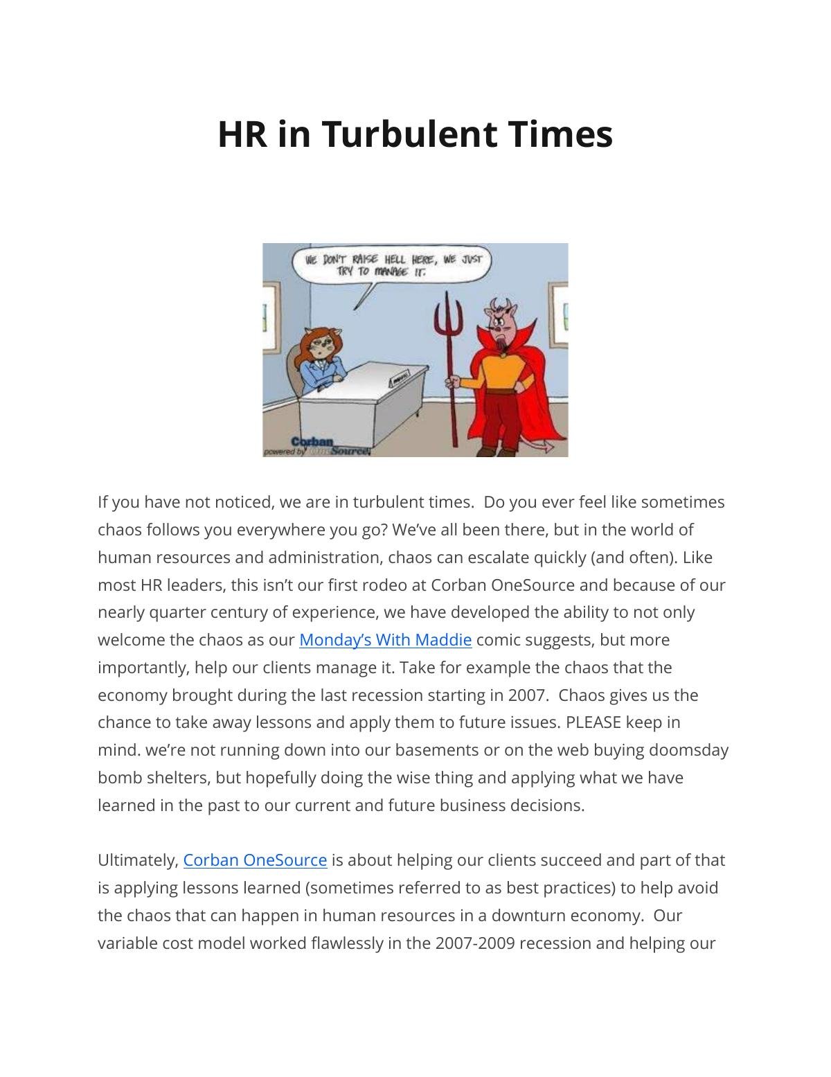 HR in Turbulent Times 