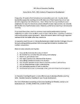 HR’s Role in Executive Coaching