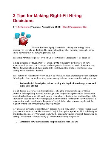 3 Tips for Making Right-Fit Hiring Decisions