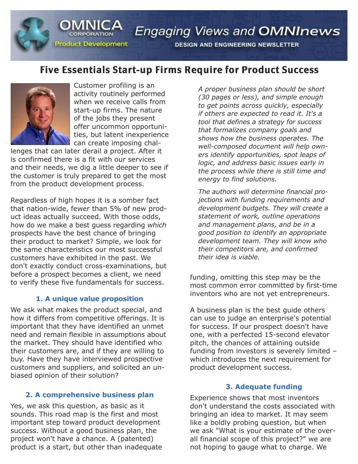 Five Essentials Start-up Firms Require for Product Success