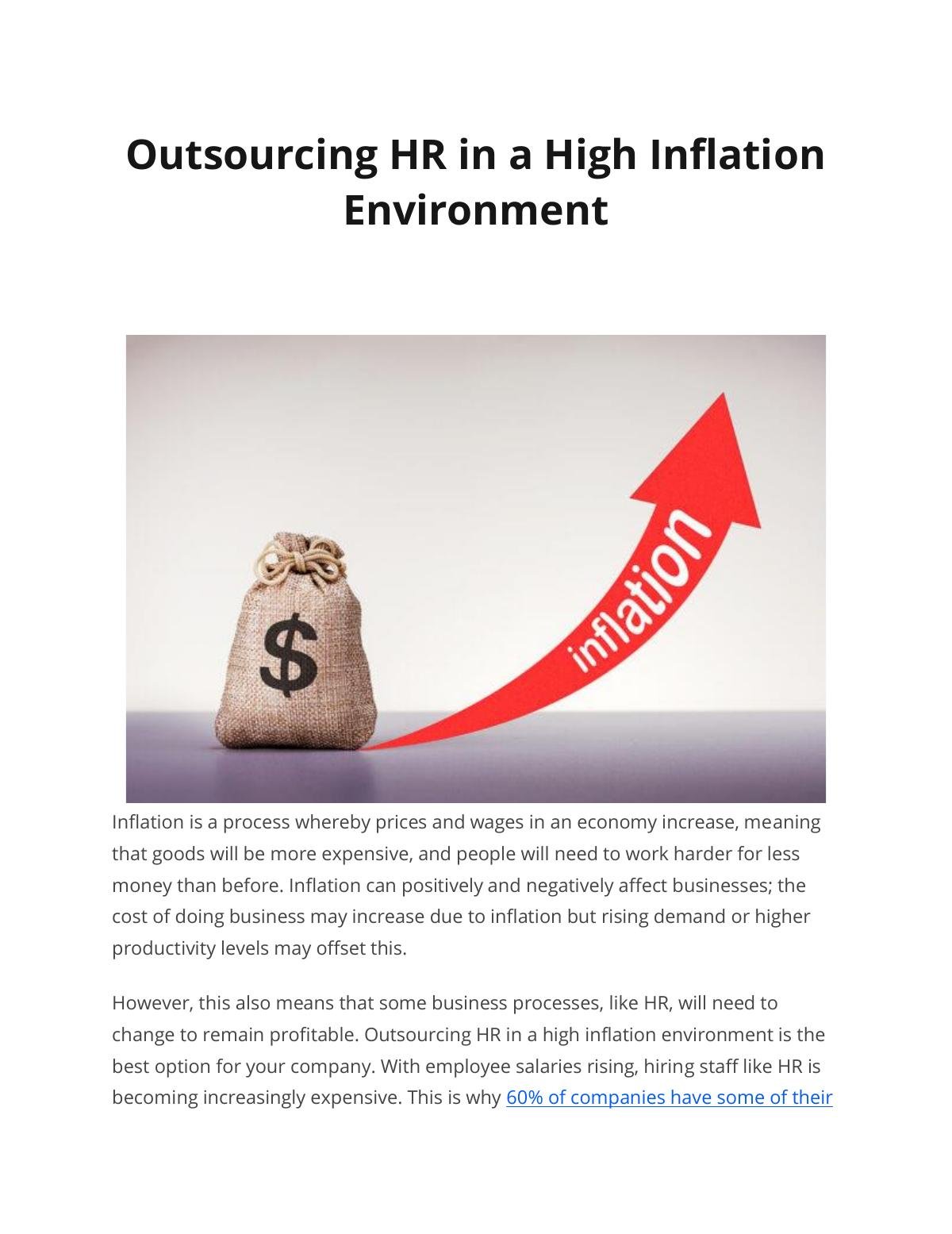 Outsourcing HR in a High Inflation Environment 
