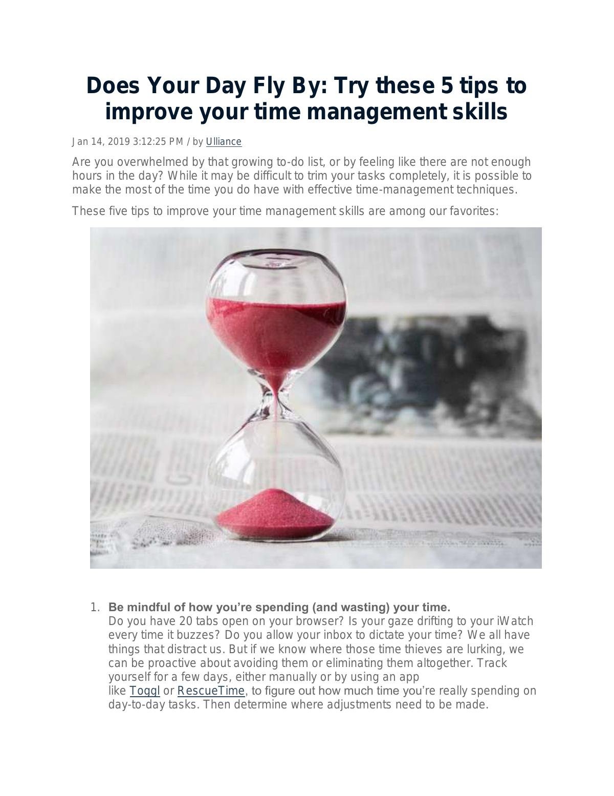 Does Your Day Fly By: Try these 5 tips to improve your time management skills