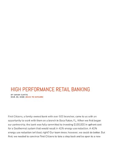 High Performance Retail Banking