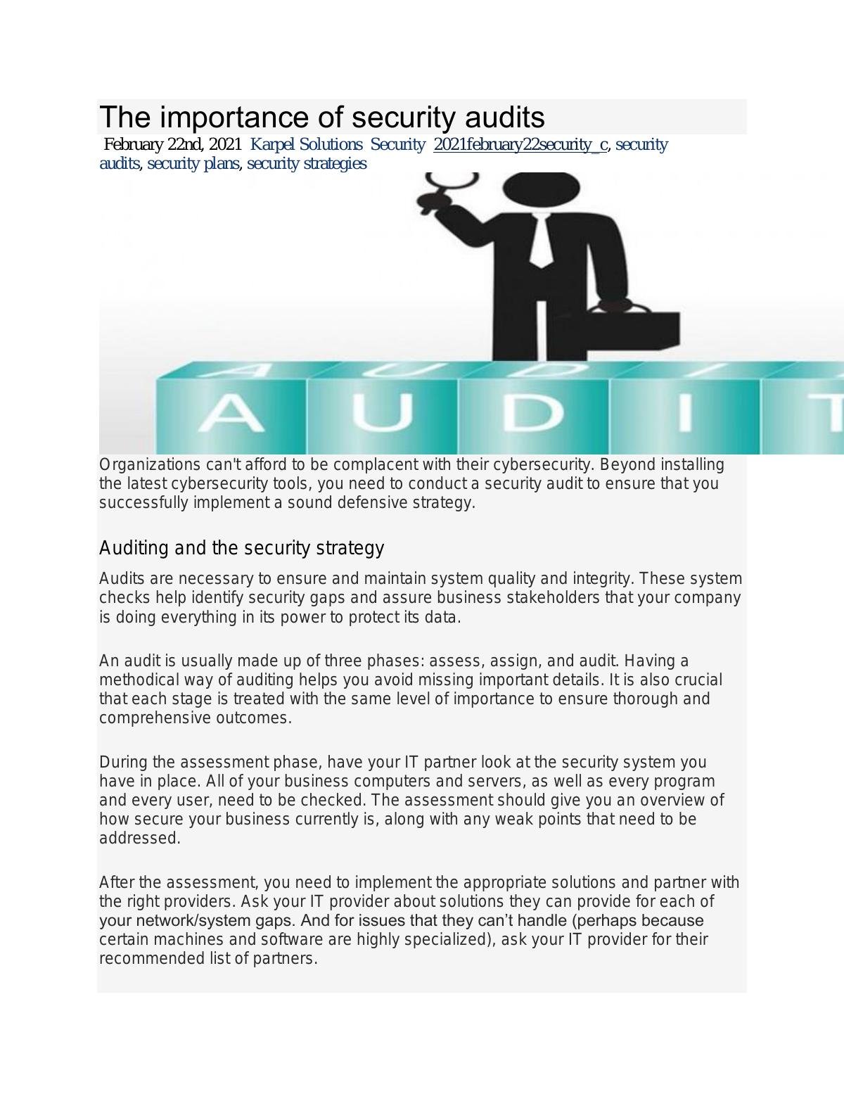 The importance of security audits