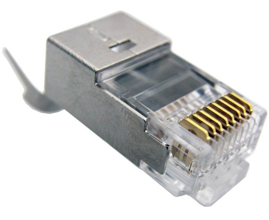 CAT6A 8x8 Shielded RJ45 Modular Plug, 3 Prong, for Round Solid/Stranded Cable (UL)