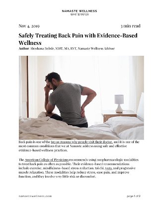 Safely Treating Back Pain with Evidence-Based Wellness