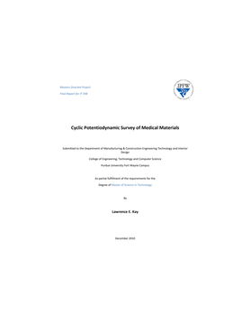 Cyclic Potentiodynamic Survey of Medical Materials