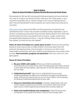 Back To Basics:  Peace at Home Principles to Reduce Parental Burnout and Family Stress