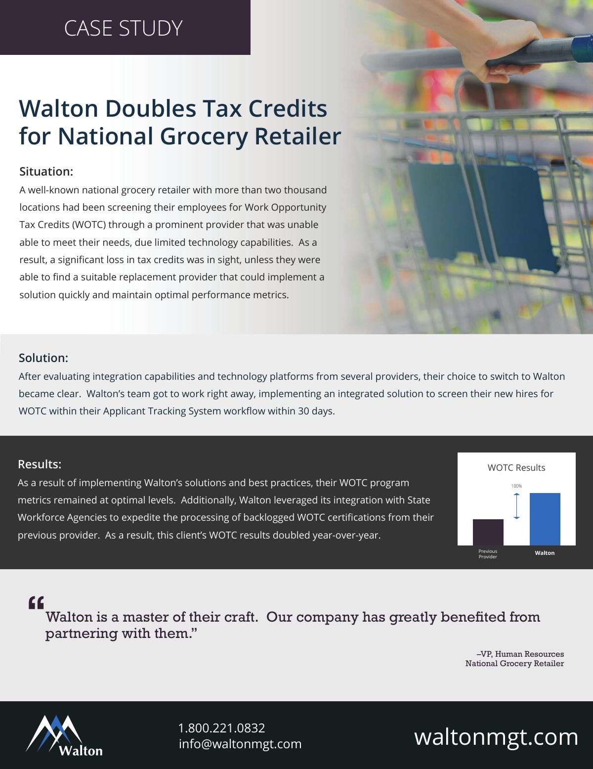 National grocery retail doubles WOTC savings with Walton
