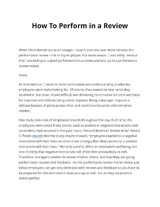 How To Perform in a Review