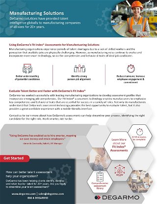 Using DeGarmo’s Fit Index® Assessments for Manufactuaring Solutions
