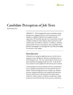 Candidate Perception of Job Tests