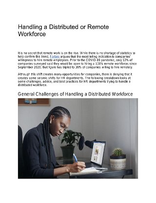 Handling a Distributed or Remote Workforce