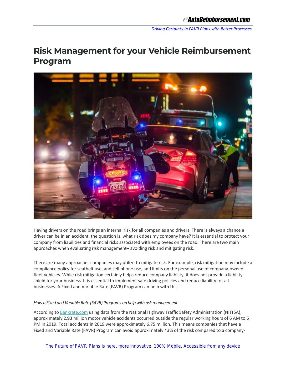 Risk management for your vehicle reimbursement program