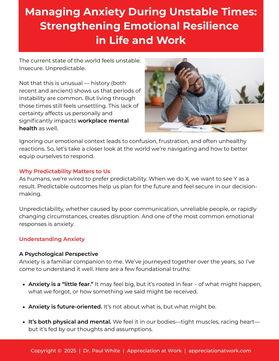 Managing Anxiety During Unstable Times: Strengthening Emotional Resilience in Life and Work