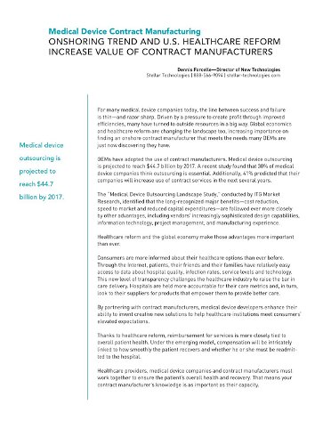 Onshoring Trend And U.S. Healthcare Reform Increase Value Of Contract Manufacturers
