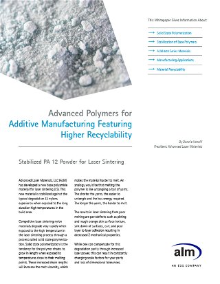 Advanced Polymers for Additive Manufacturing Featuring Higher Recyclability
